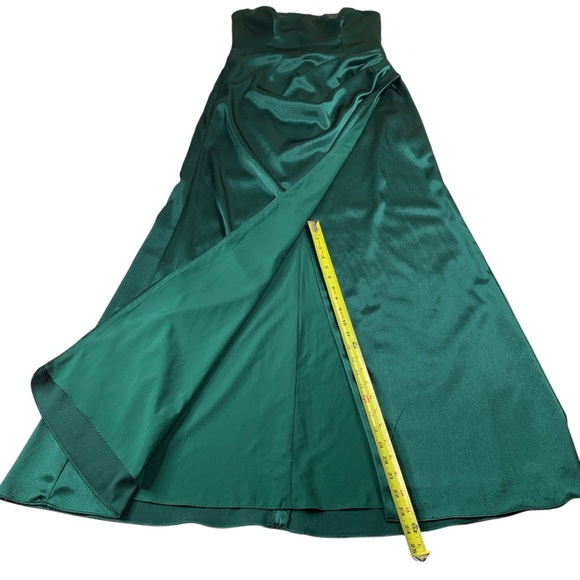 Birdy Grey Green Satin Evening Gown L Strapless Corset Side Slit Wedding Holiday - Picture 10 of 14